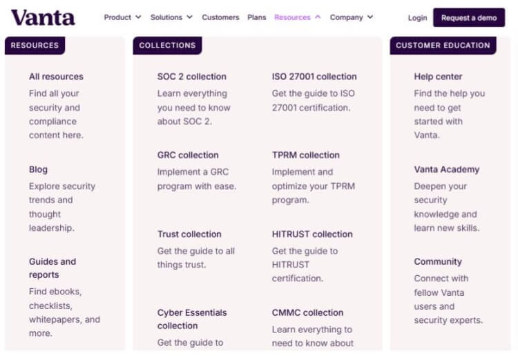 Vanta resource and content collection example