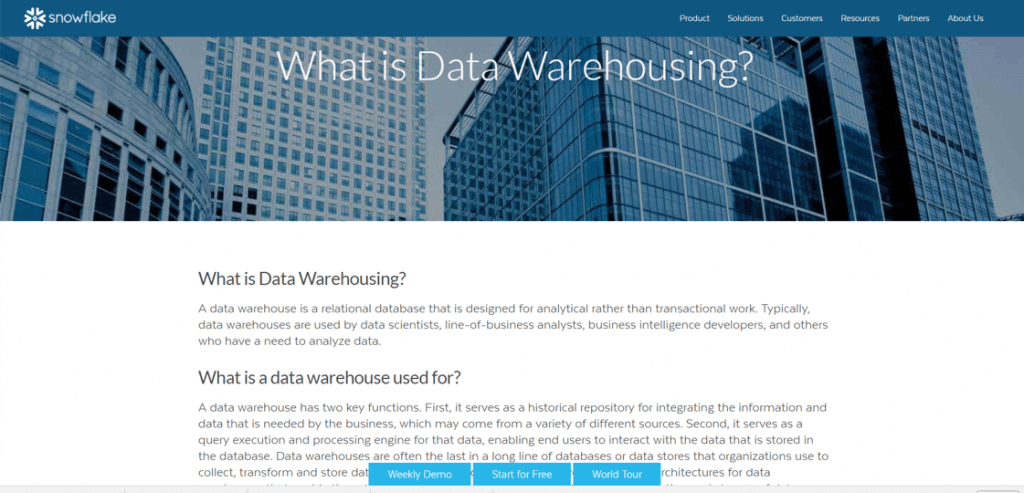 what is data warehousing snowflake answer question FAQ