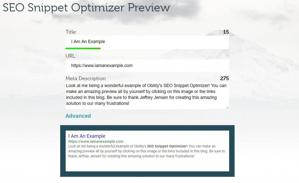 Snippet Optimizer Preview Example