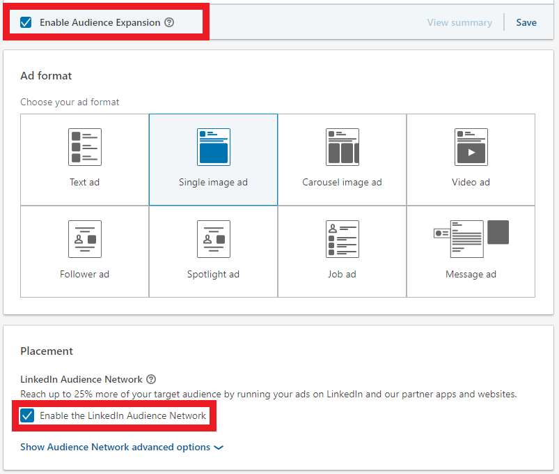 Audience Expansion & Audience Network Buttons