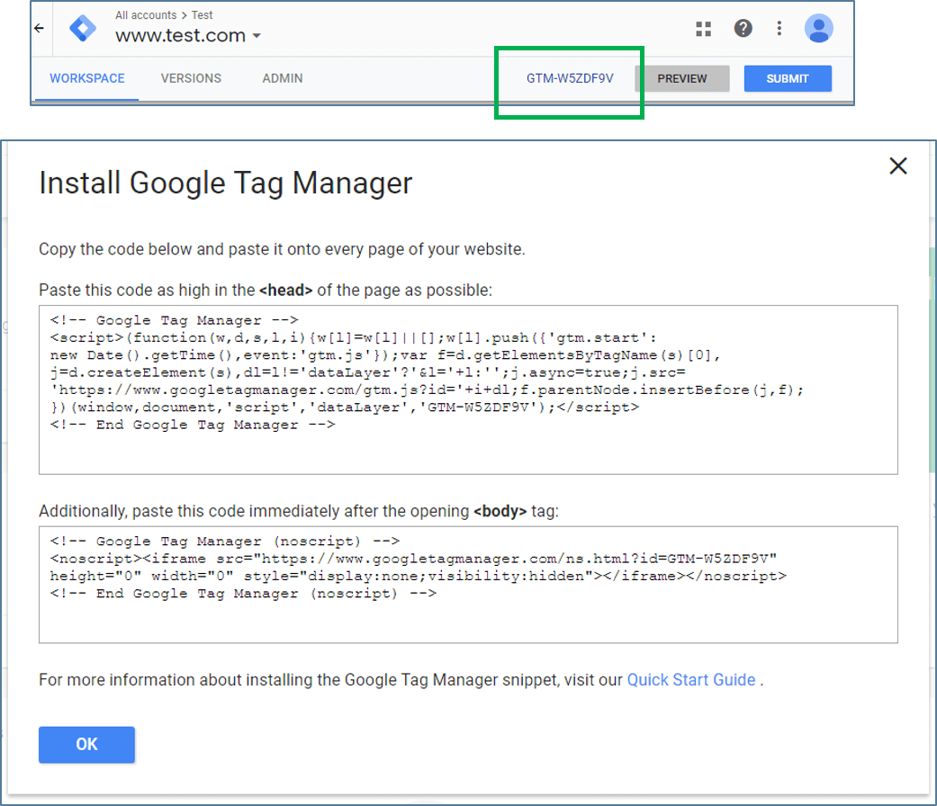 Google Tag Manager Container 