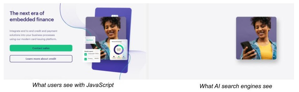 Javascript blindspot by AI search tools example
